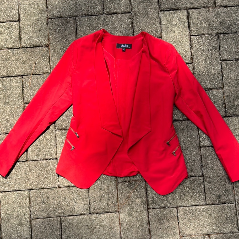 Lulu's Red blazer with gold zippers